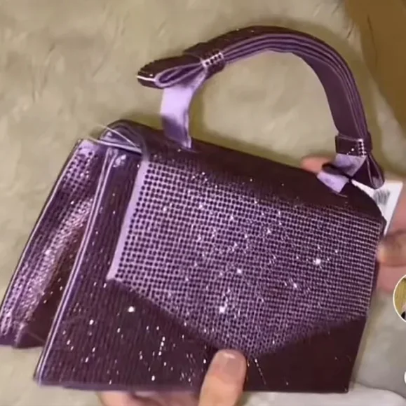 ❌️SOLD❌️SPARKLY MINI CITY BAG PURPLE - Picture 4 of 9